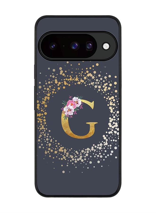 For Google Pixel 10 Case,Slim fit Camera Protection, Shockproof Thin Phone cover  - Custom Monogram Floral - G  (Grey )